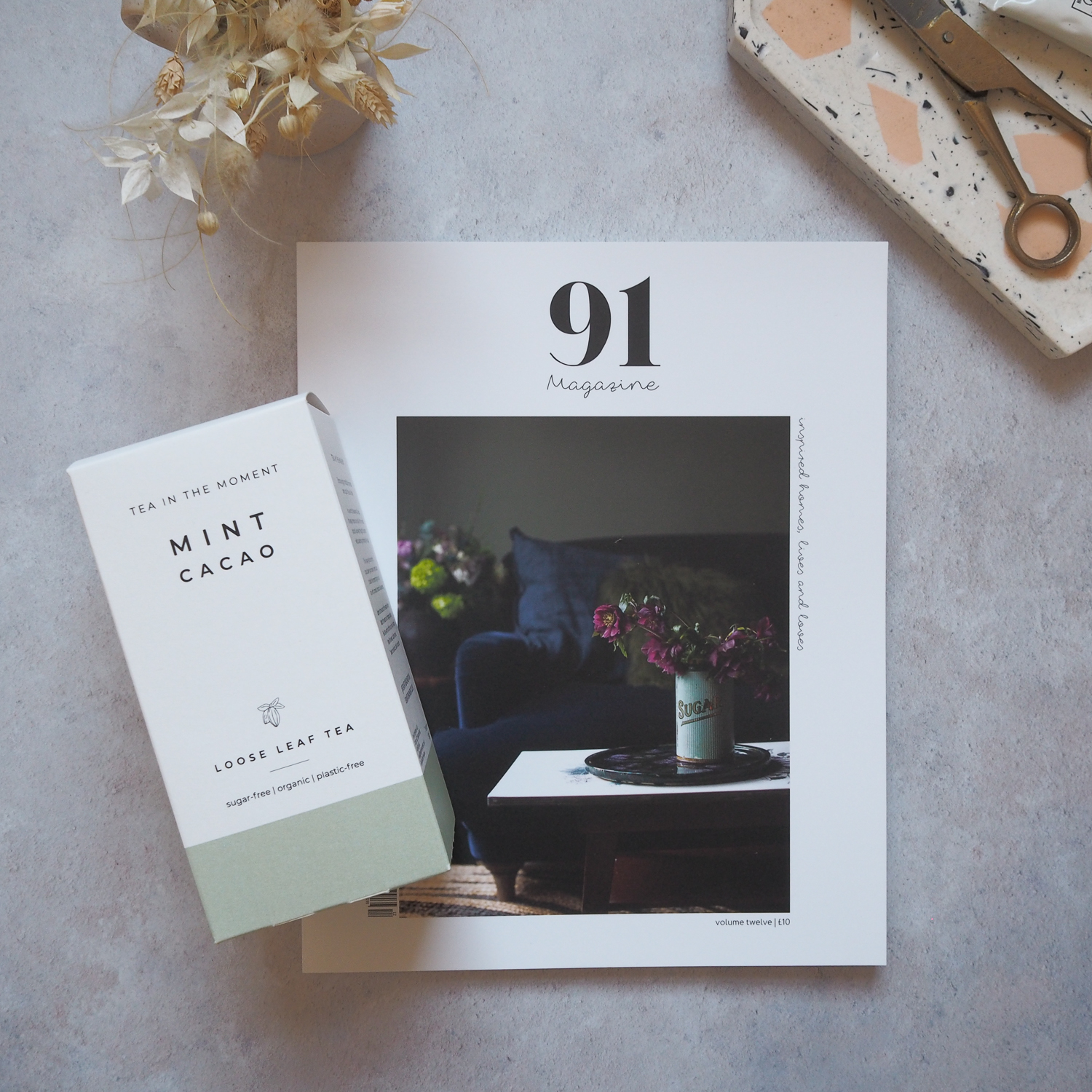 91 Magazine and Tea in the Moment Cacao tea
