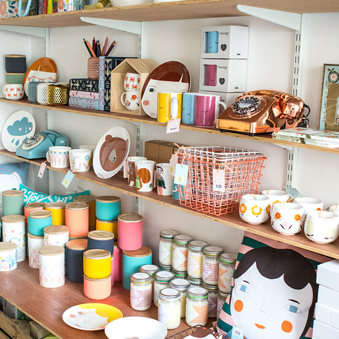 Colourful shelves at Berylune