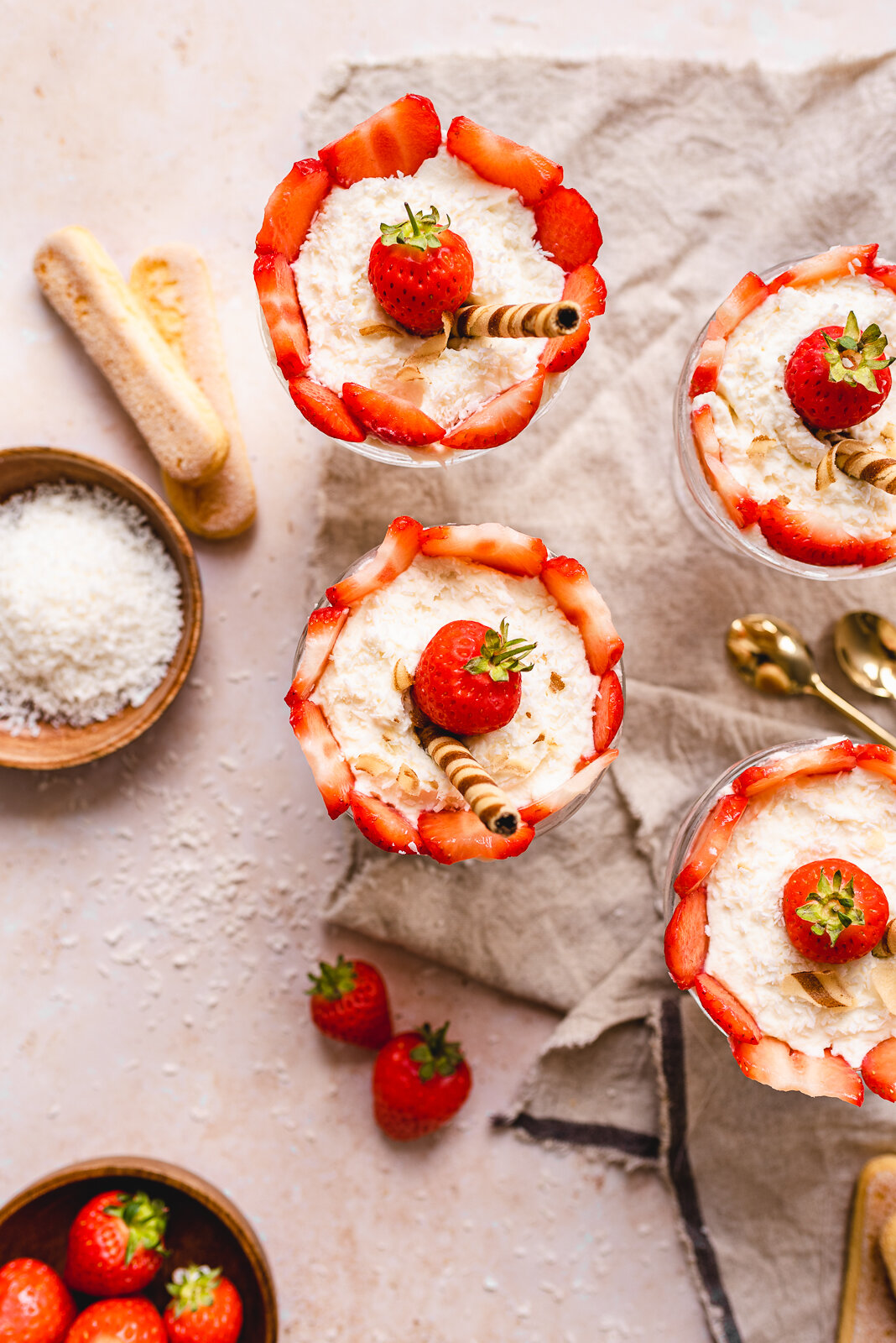 A perfect summer dessert recipe using in season fruit - Strawberry and Coconut Rum Tiramisu
