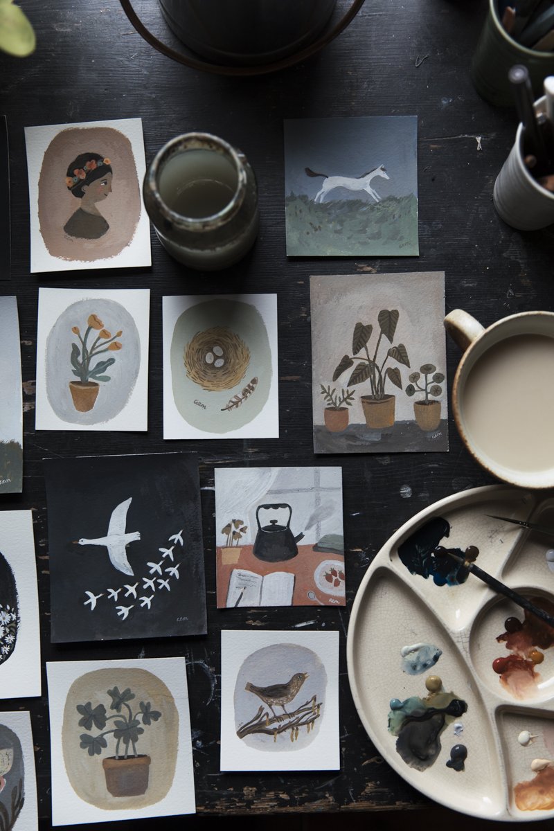llustrator Gemma Koomen's illustrations in her studio