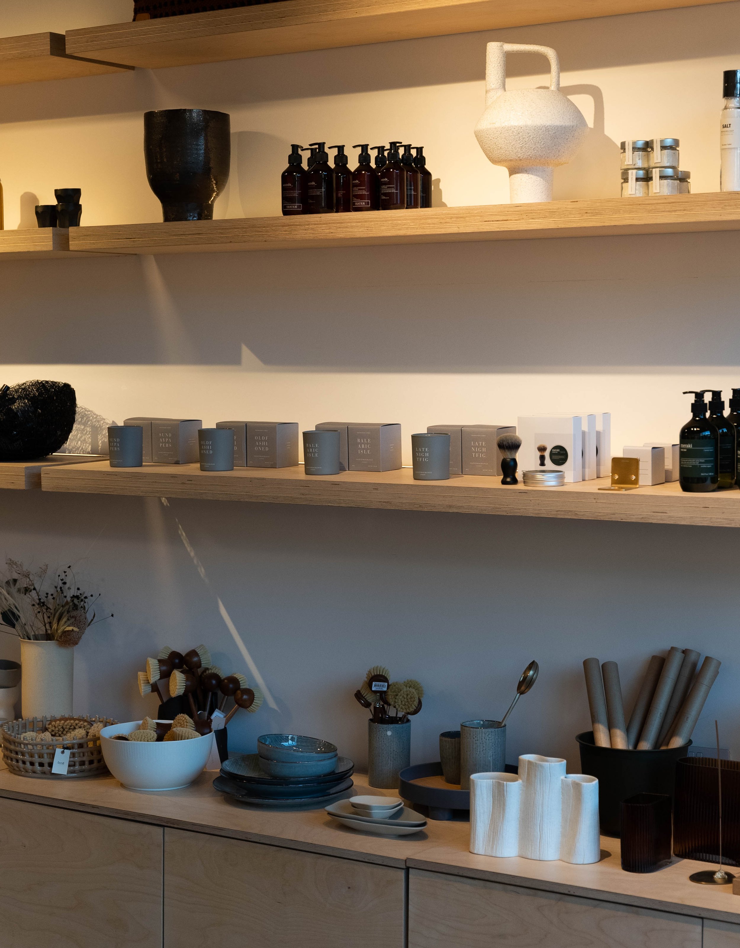 Candles and dinnerware at London independent interiors shop Map Stores