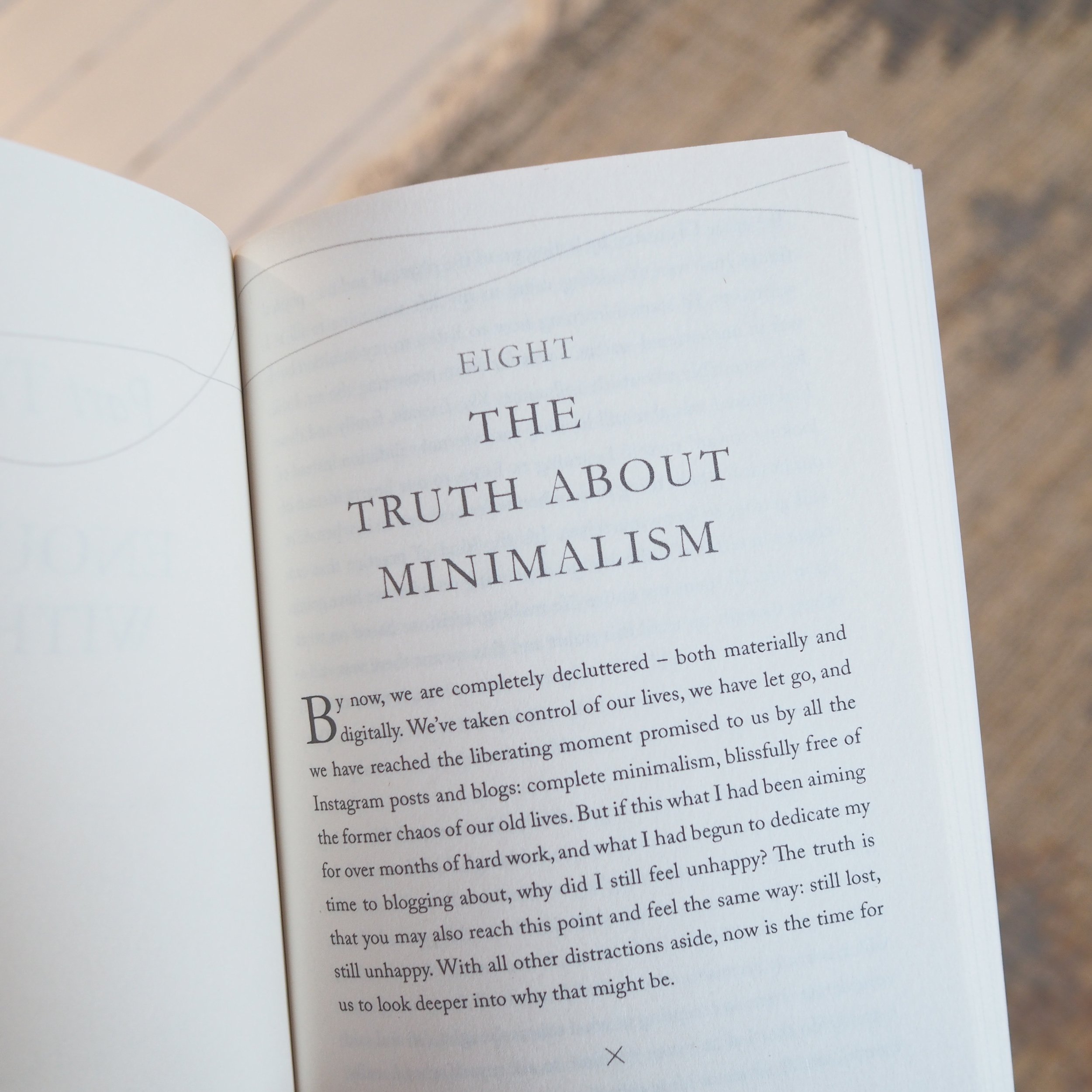 Text inside a book - chapter title - The Truth about Minimalism