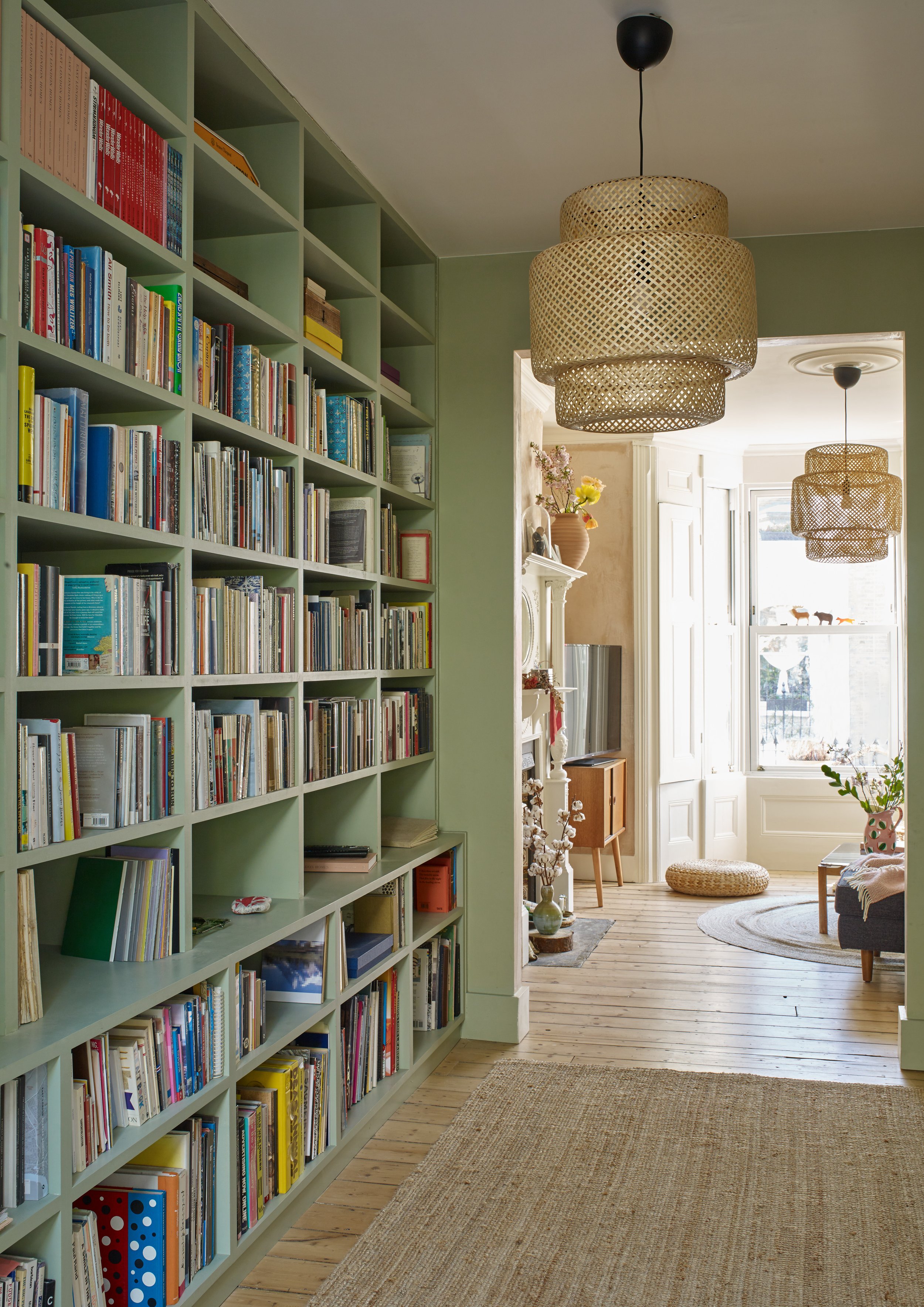 Floor to ceiling book shelving