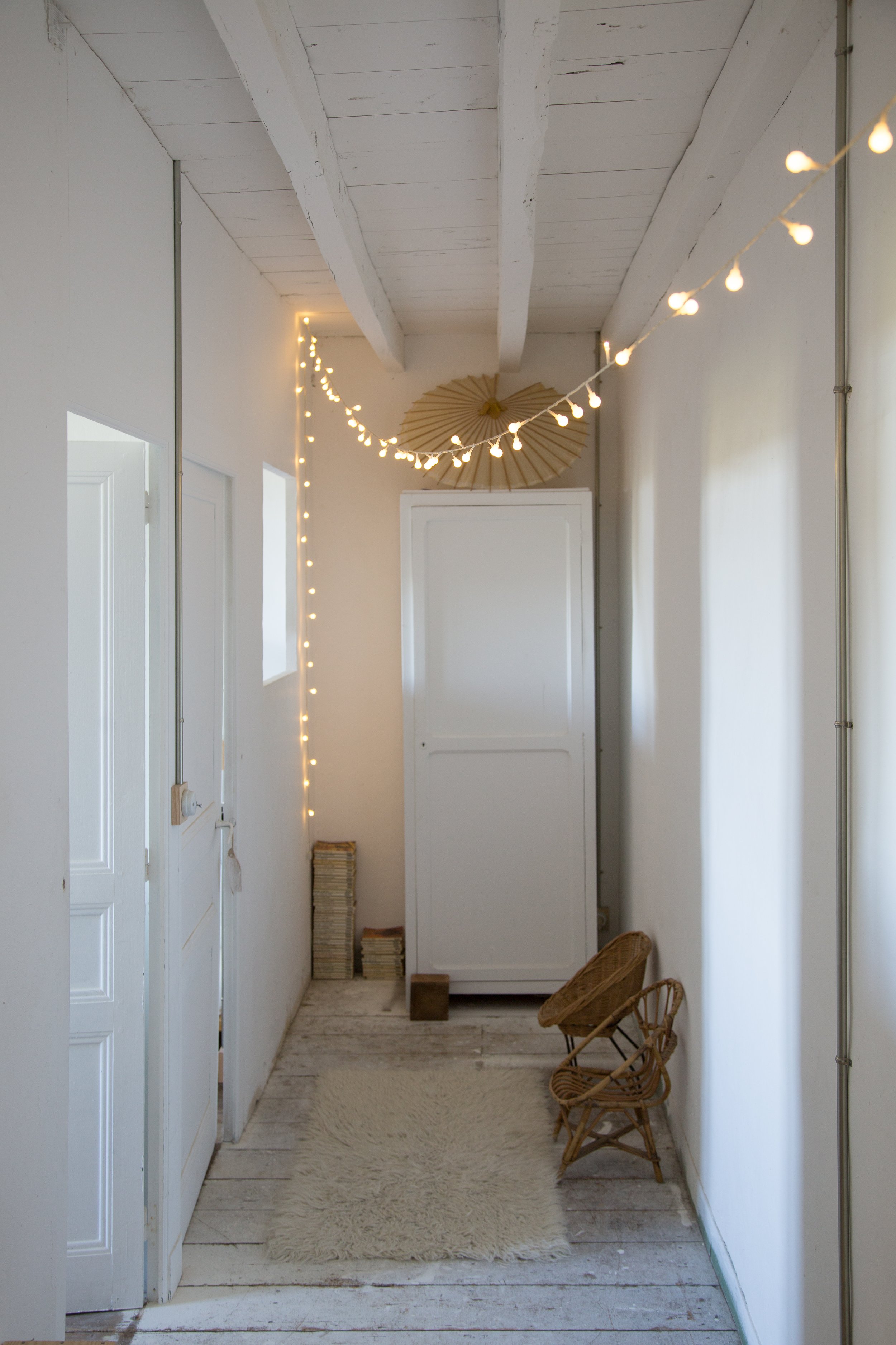 Renovated French Chateau white and bright hallway