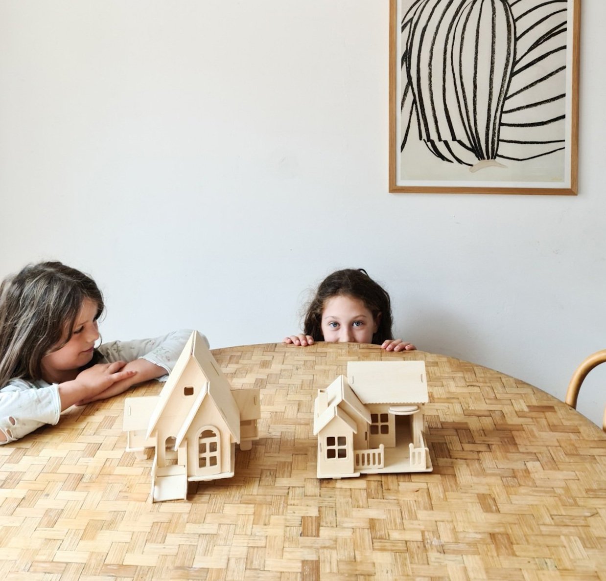kids plywood play houses on table