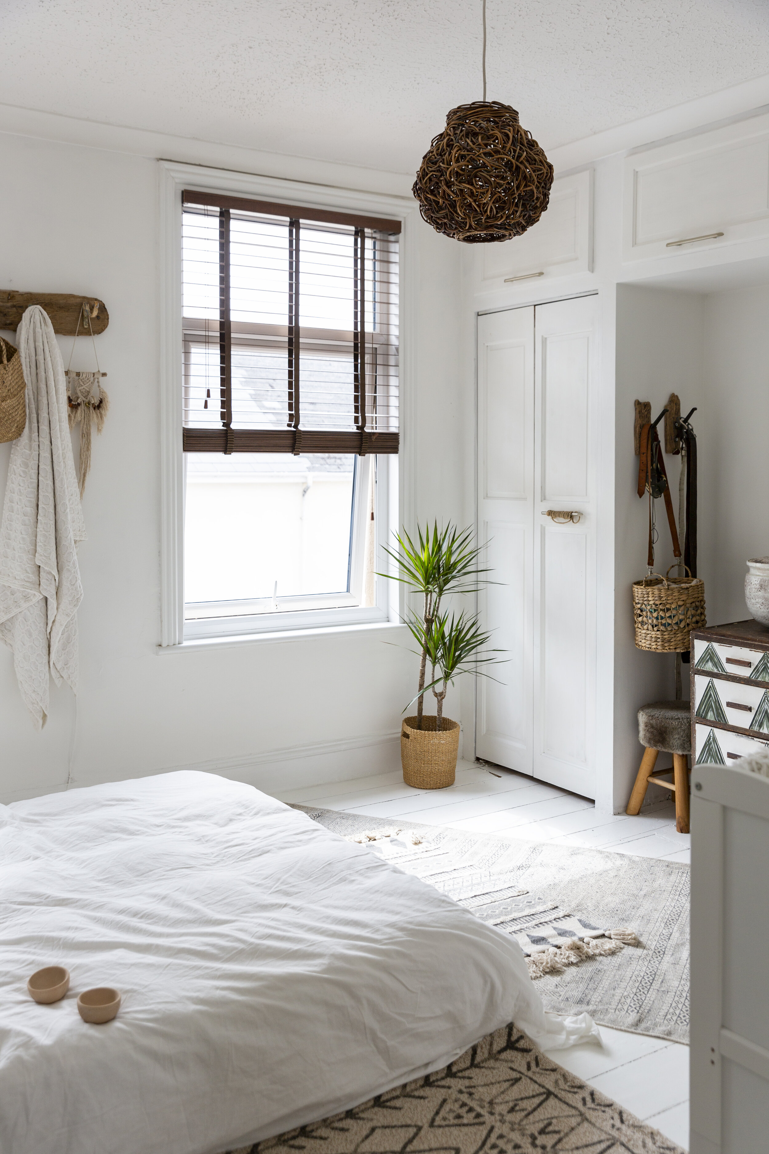 white, bright bedroom interior