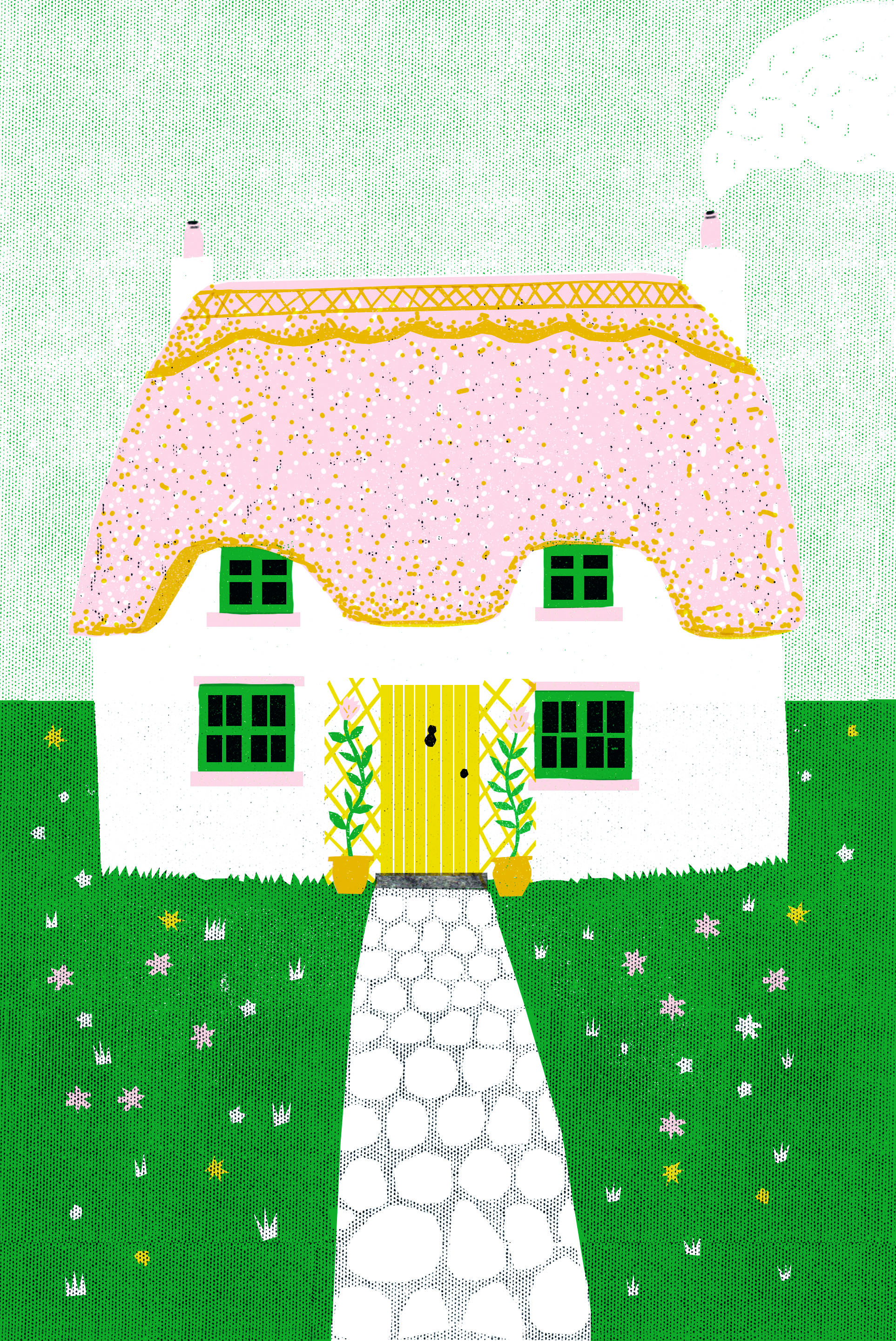 thatch scene illustration by Louise Lockhart for Crafted book