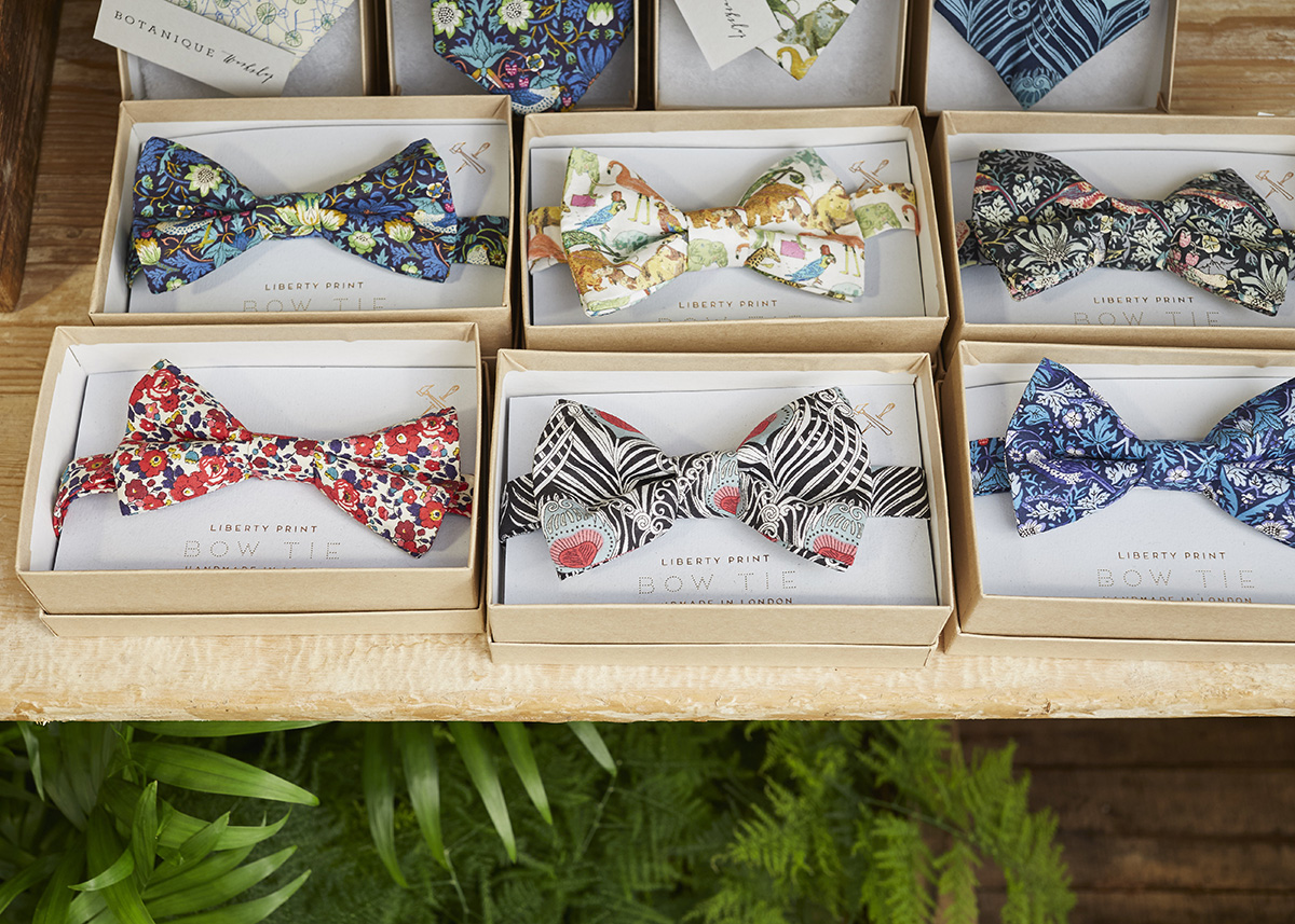 Liberty Print Bow Tie, Botanique Workshop, £29Made from Liberty print fabric, these bow ties are available in three different prints and will add style and colour to any dapper gent's outfit. You can also purchase a gift set of a matching bow tie an…