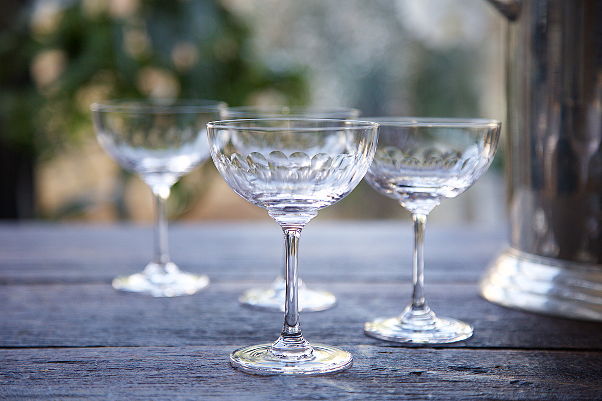Lens Champagne Saucer, Caro Somerset, £14 eachThese beautiful champagne saucers are the perfect gift combined with a bottle.