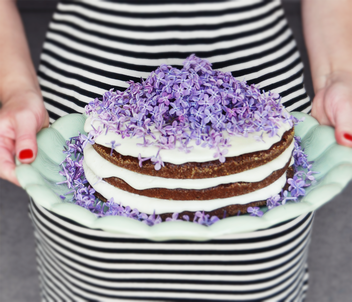 from issue 8 - recipe for chocolate cake with lilac cream - Photo: Emelie Ekborg