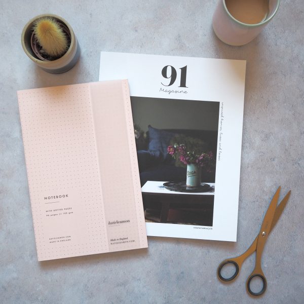 91 Magazine and a pink Katie Leamon notebook