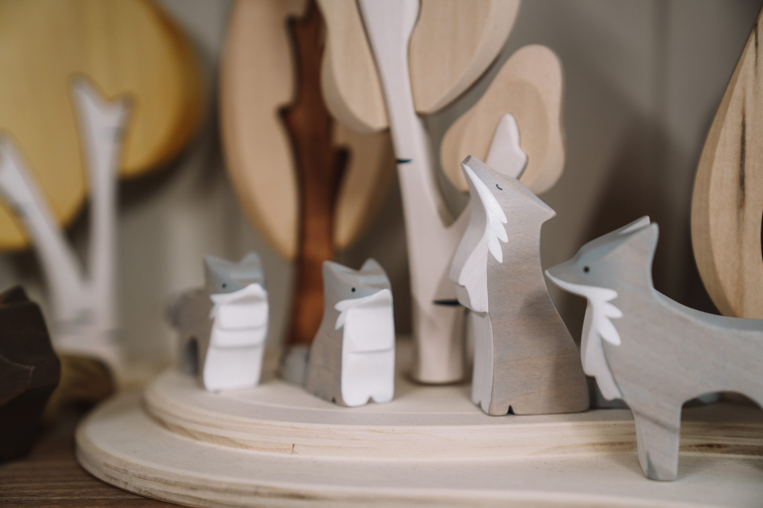 Ethical and sustainable children's wooden toys inside independent store Small-Folk, Totnes, Devon