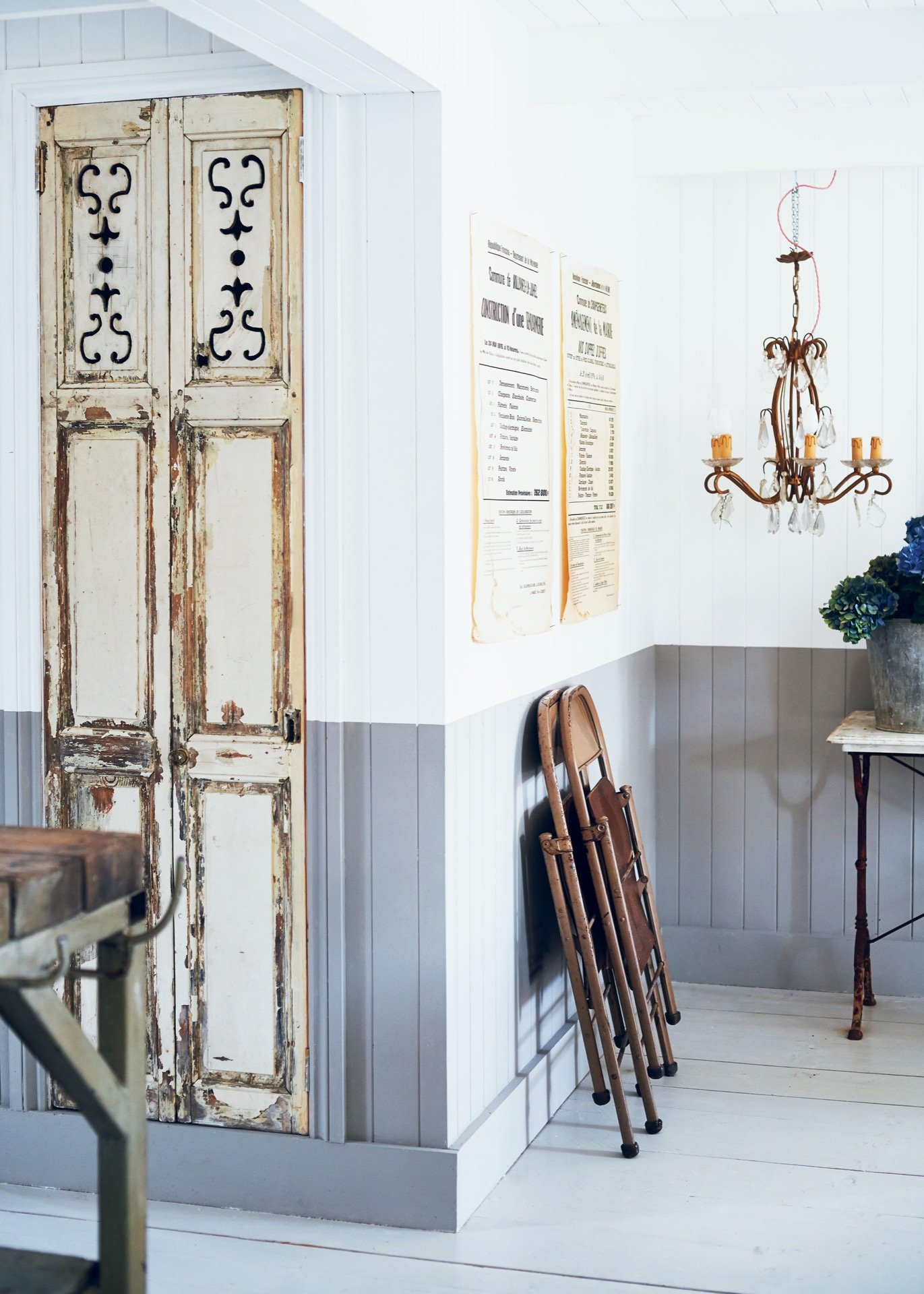 interior with old wooden doors and vintage items