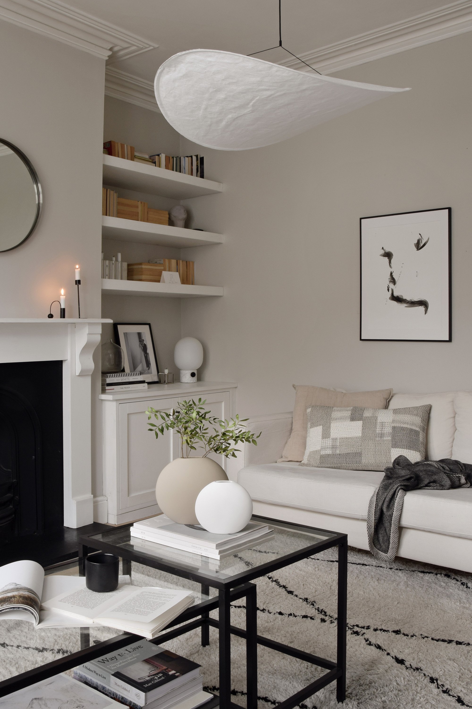 Cosy minimal living room styling inside the minimalist home of Abi Dare, of These Four Walls Blog
