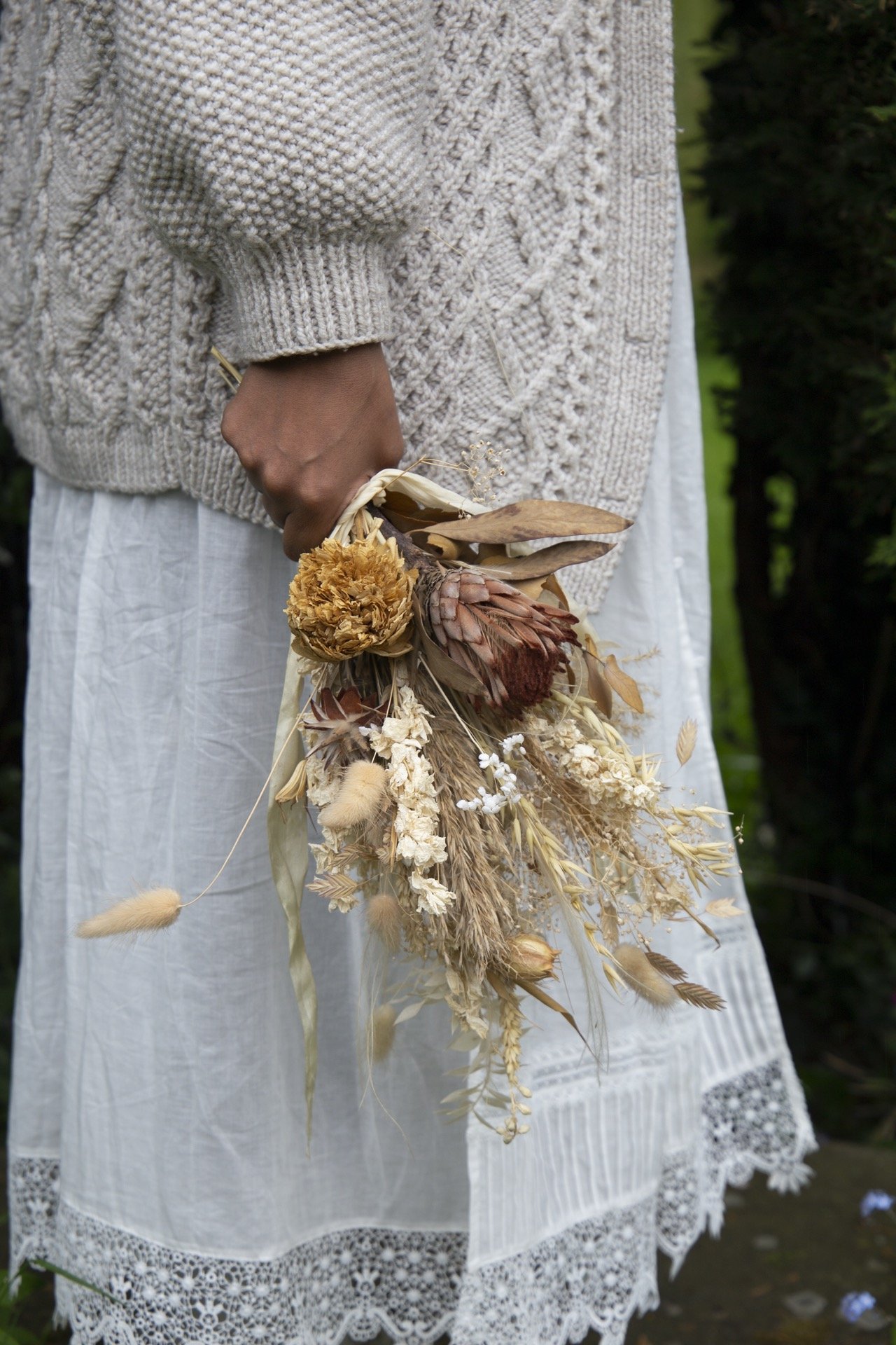 rustic hand tied bunch of dried flowers