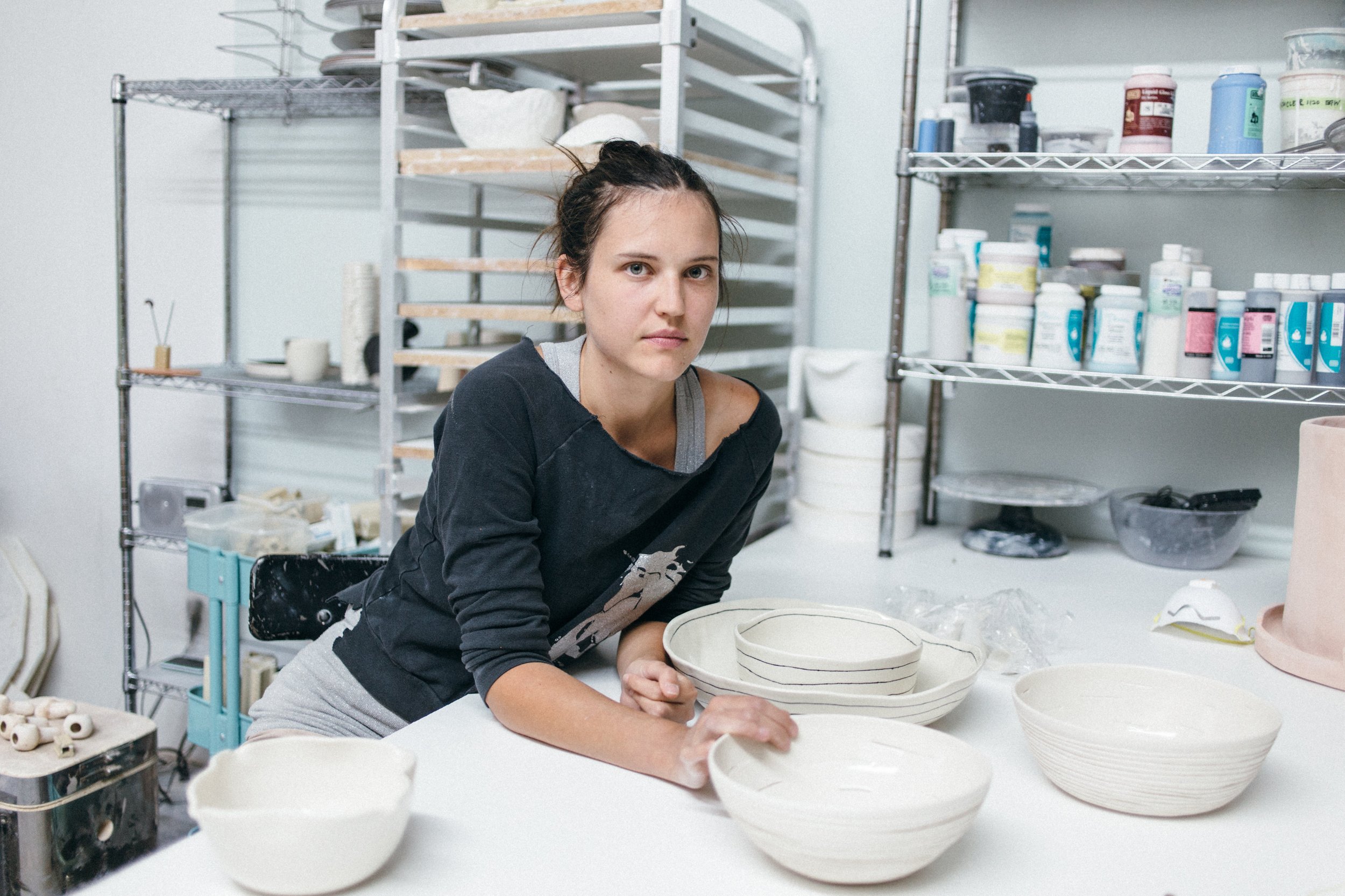 Brooke T. Winfrey of btw ceramics in her studio