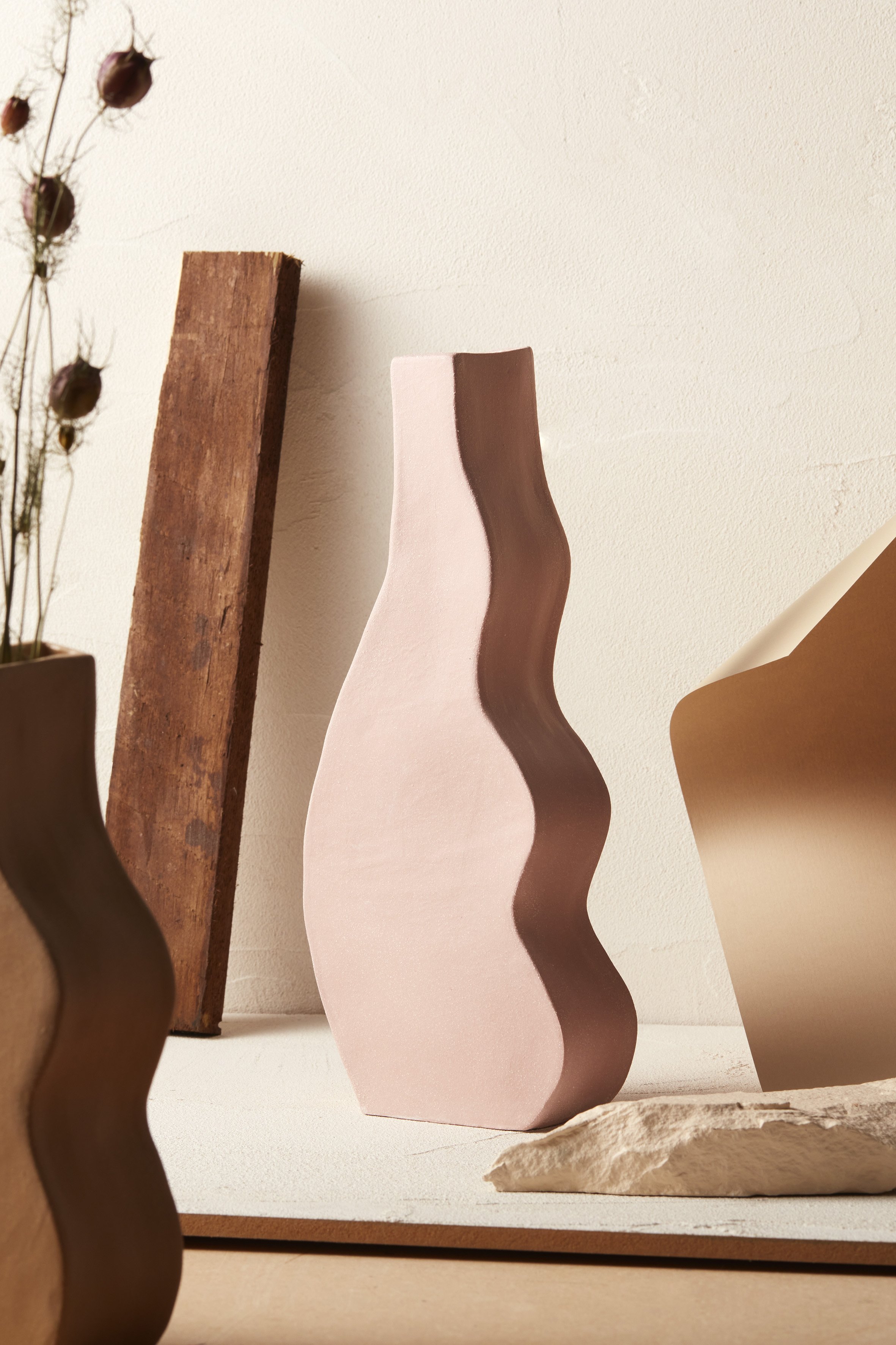 Curvy abstract vase designed by Miyelle Ceramics