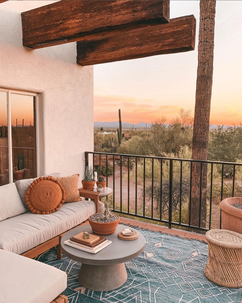 Stunning terrace at Joshua Tree House overlooking desert view, Arizona