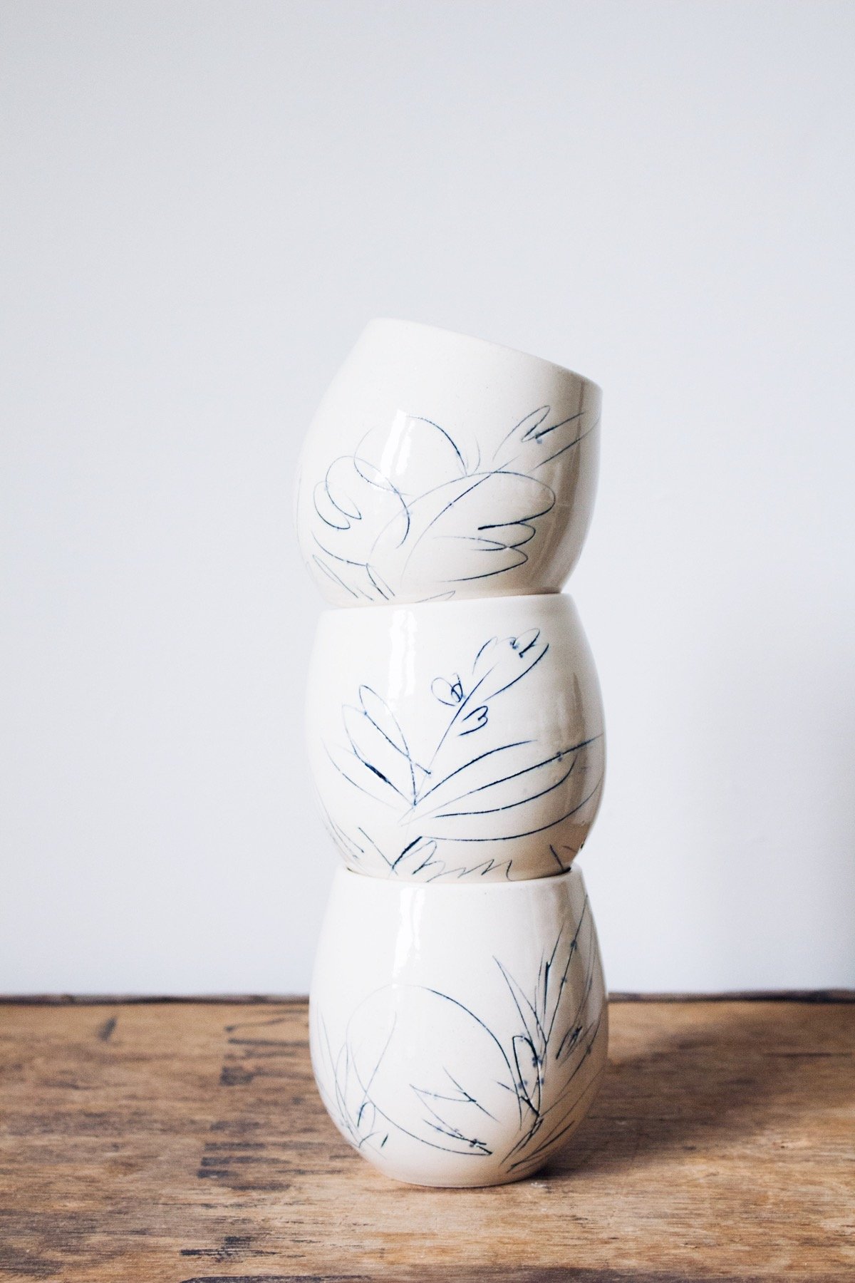 ceramic cups by maker Katie Coston of Illyria Pottery