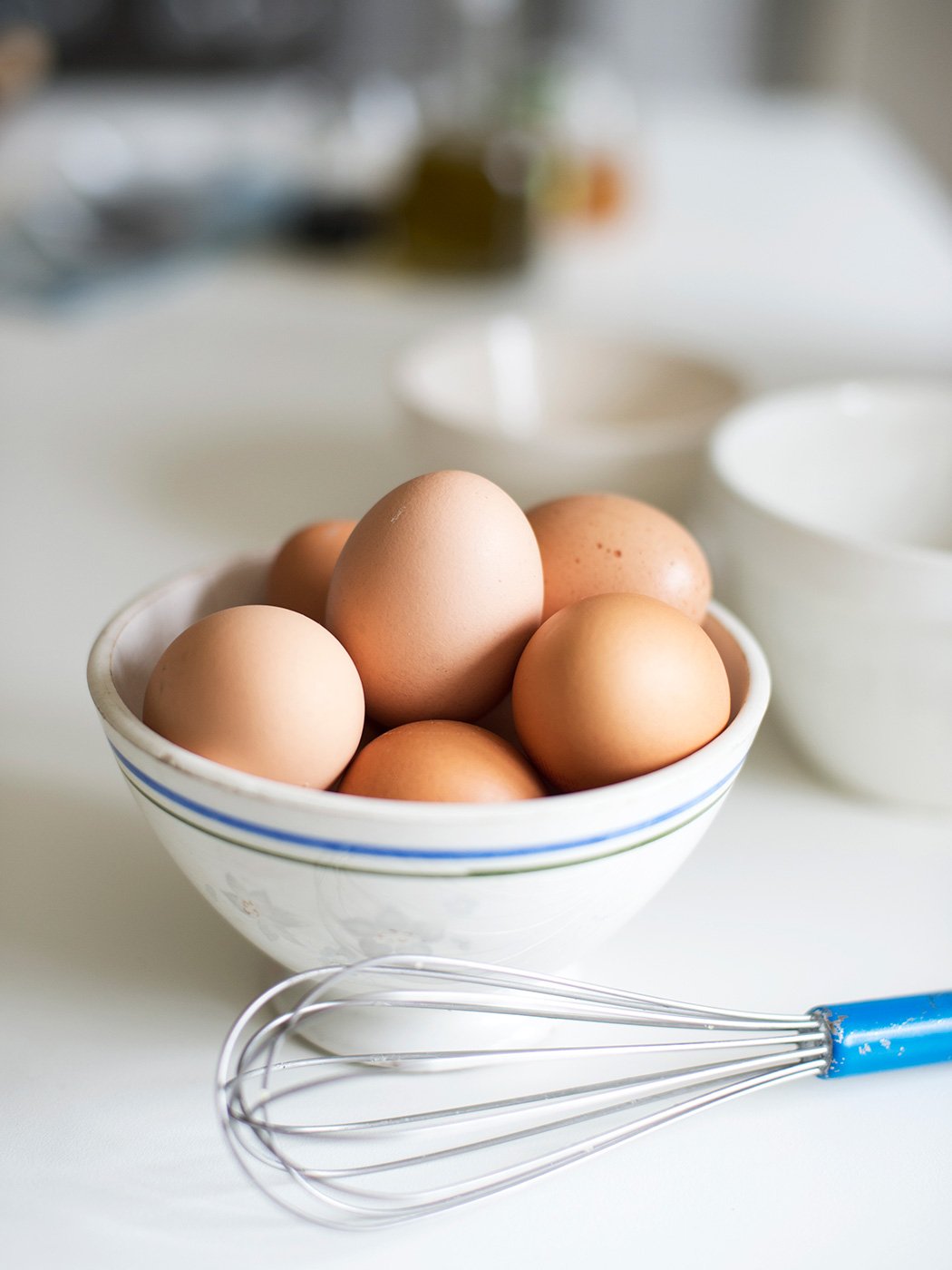 Bowl of eggs with shallow depth of field