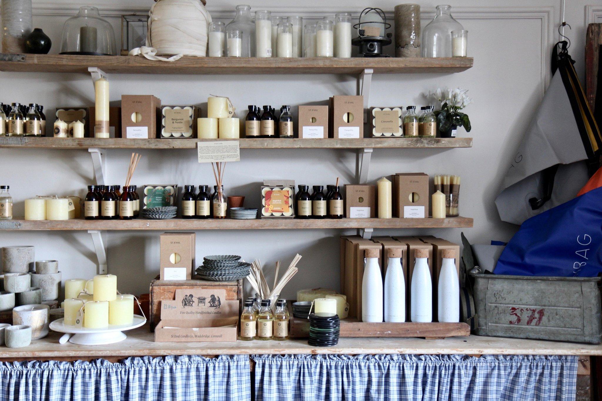 Vintage candles and homeware inside vintage interiors store Domestic Science
