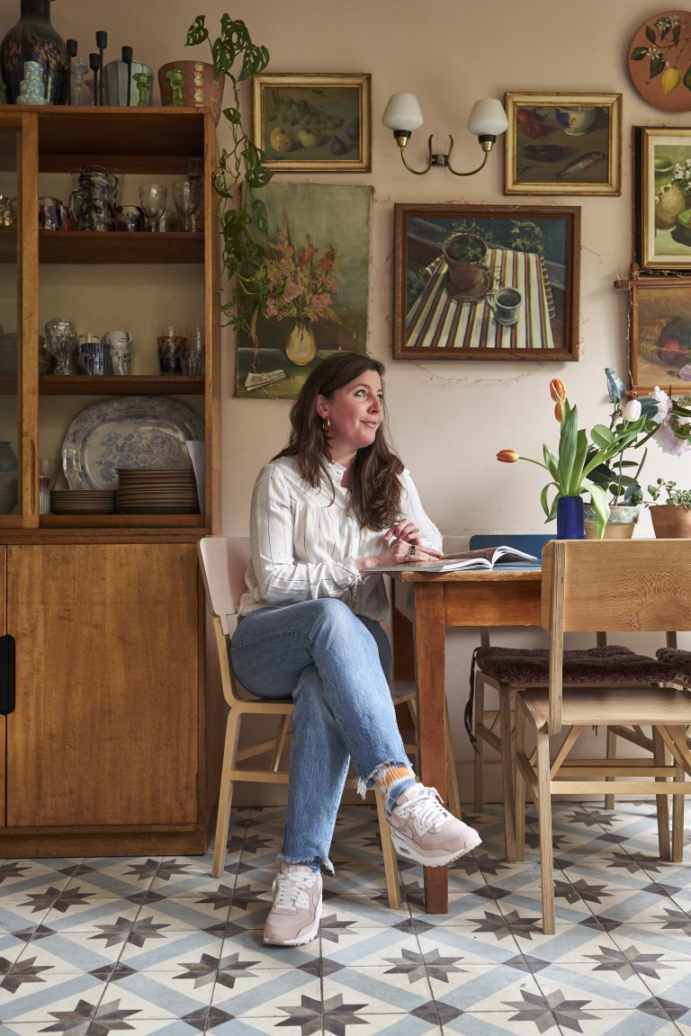 Leila Touwen of independent kitchen designers Pluck in her antique filled home