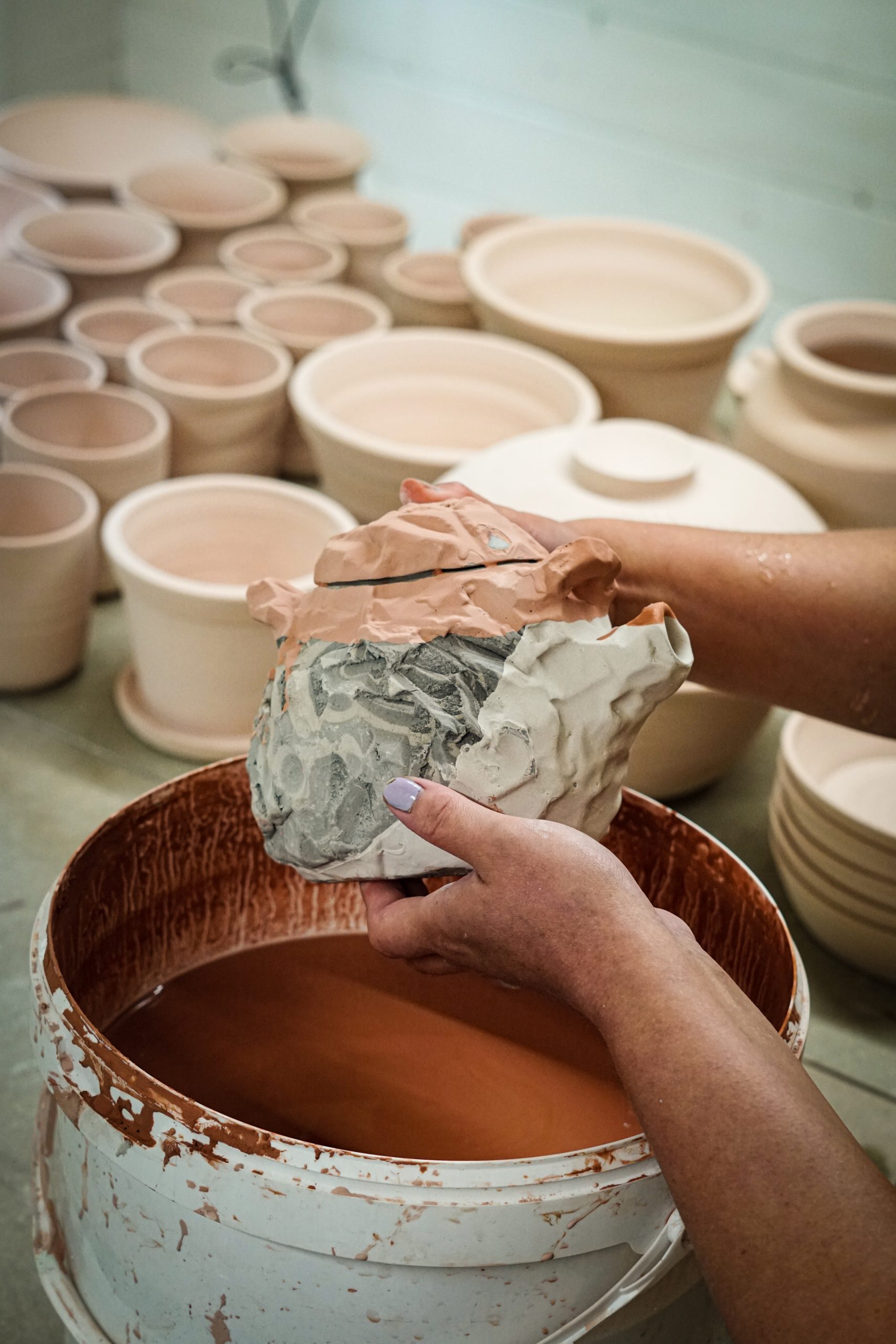 Supatra Marsh of Blank Earth Ceramics creating in her Suffolk studio