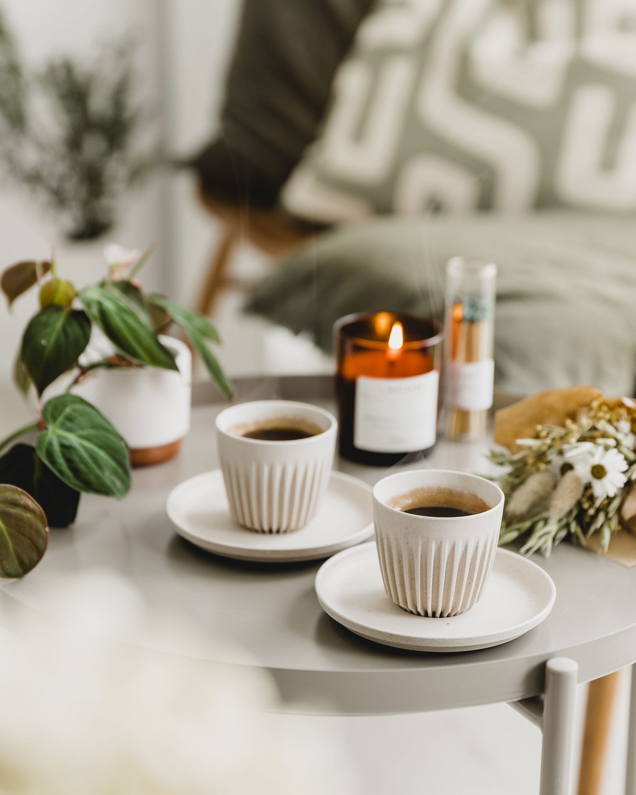 sustainable espresso cups on coffee table