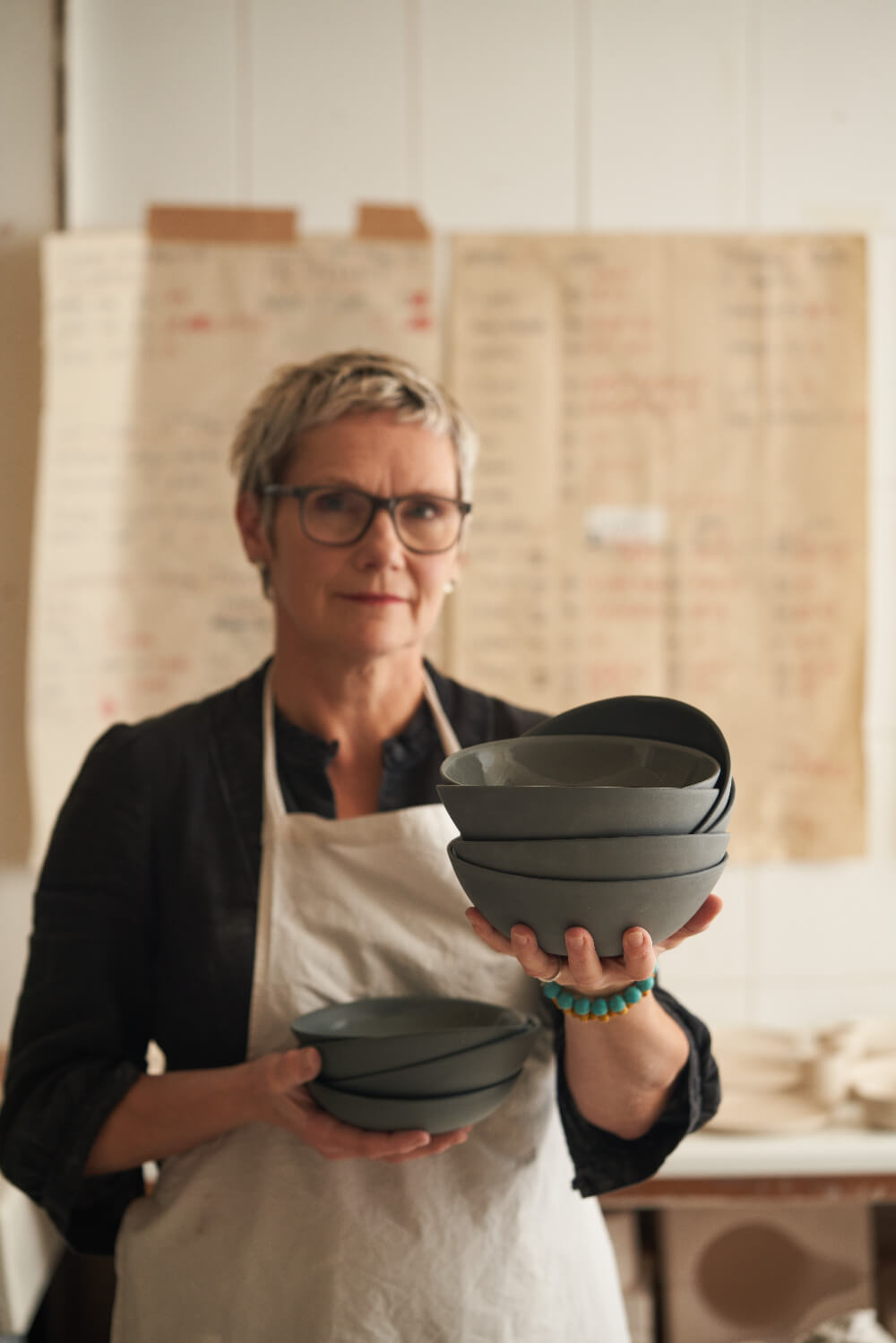 British ceramist Sue Pyrke in her Staffordshire studio