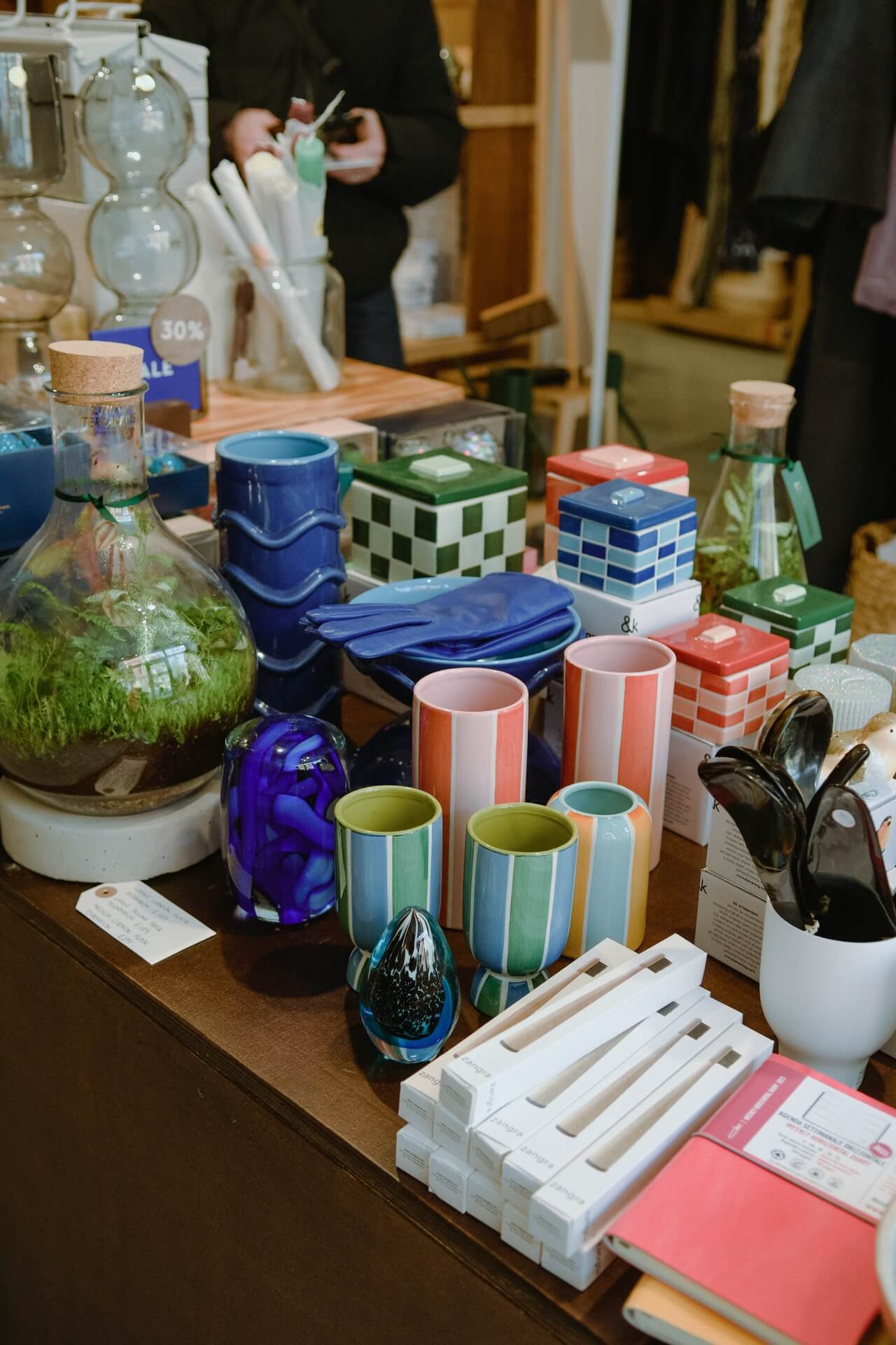colourful ceramics and lifestyle goods on display in south London store Alkemi