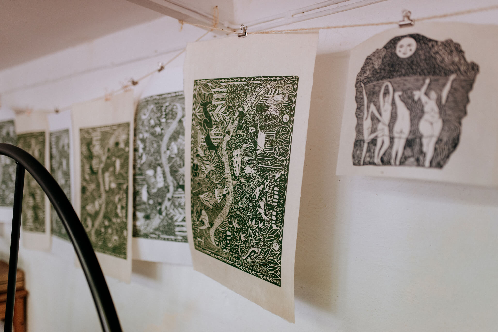 Linoprints in Nicole Purdie of Prints By The Bay's Dorset studio