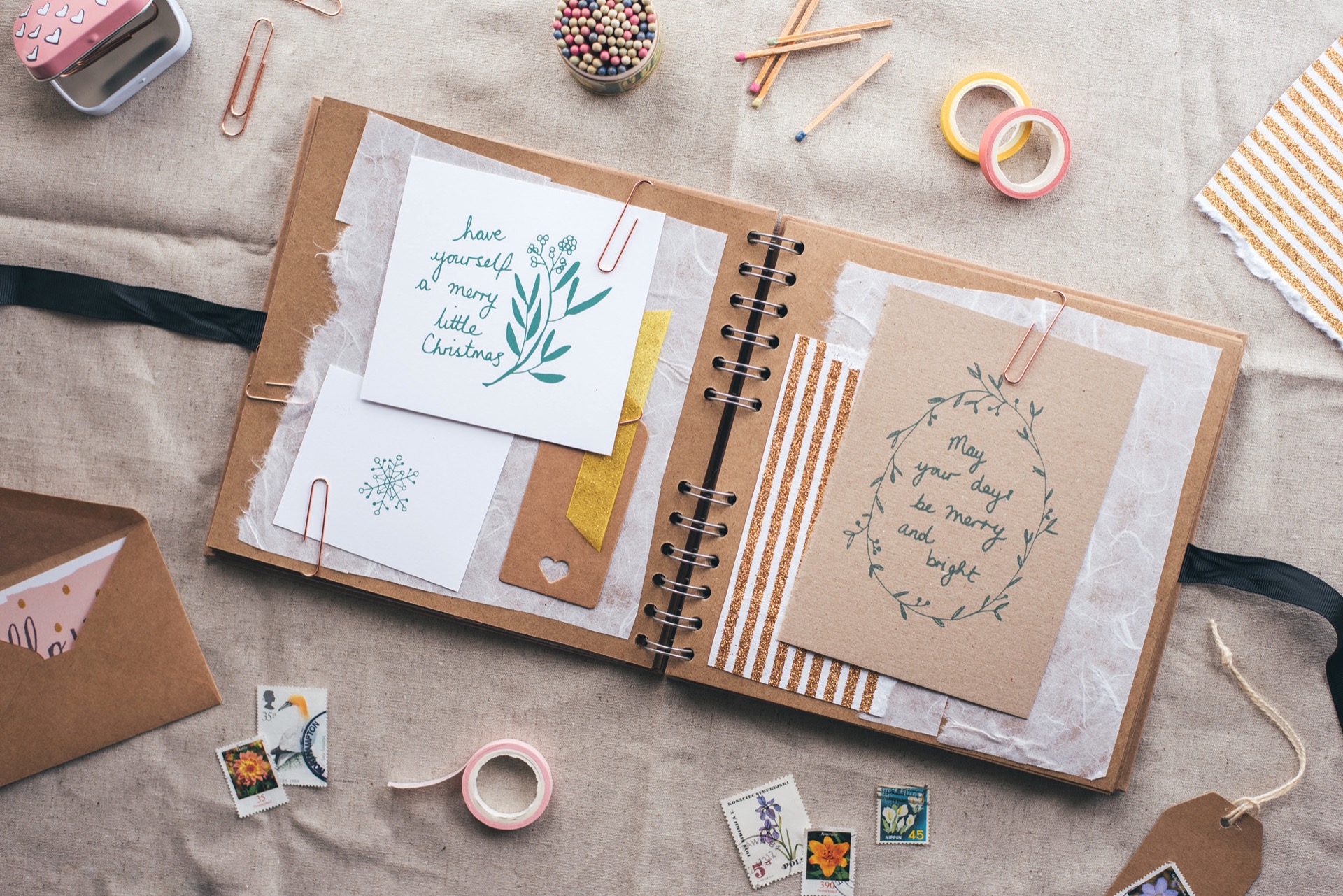an ideas notebook filled with ideas for creating a small business brand identity