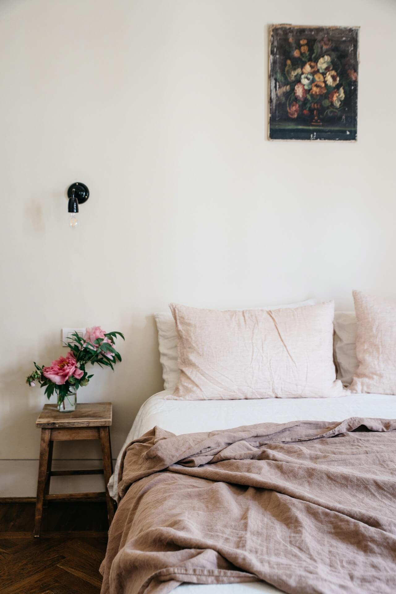 minimal bedroom in soft pink hues - featured in 91 Magazine Volume 15