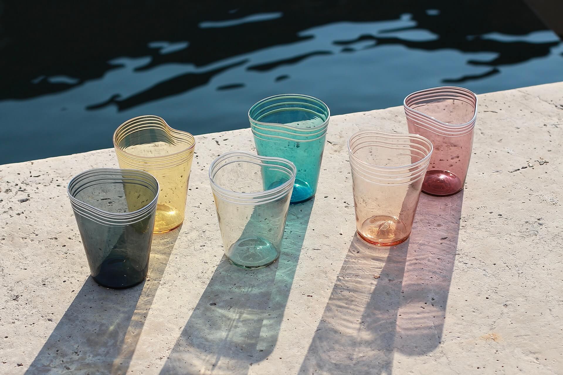 Micheluzzi Glass designs in pastel colours