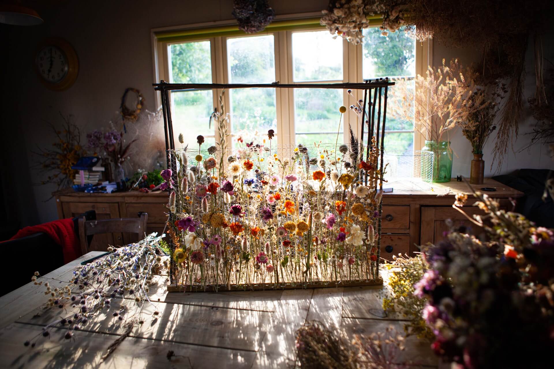 floral sculpture designer Layla Robinson's Hay-on-Wye studio