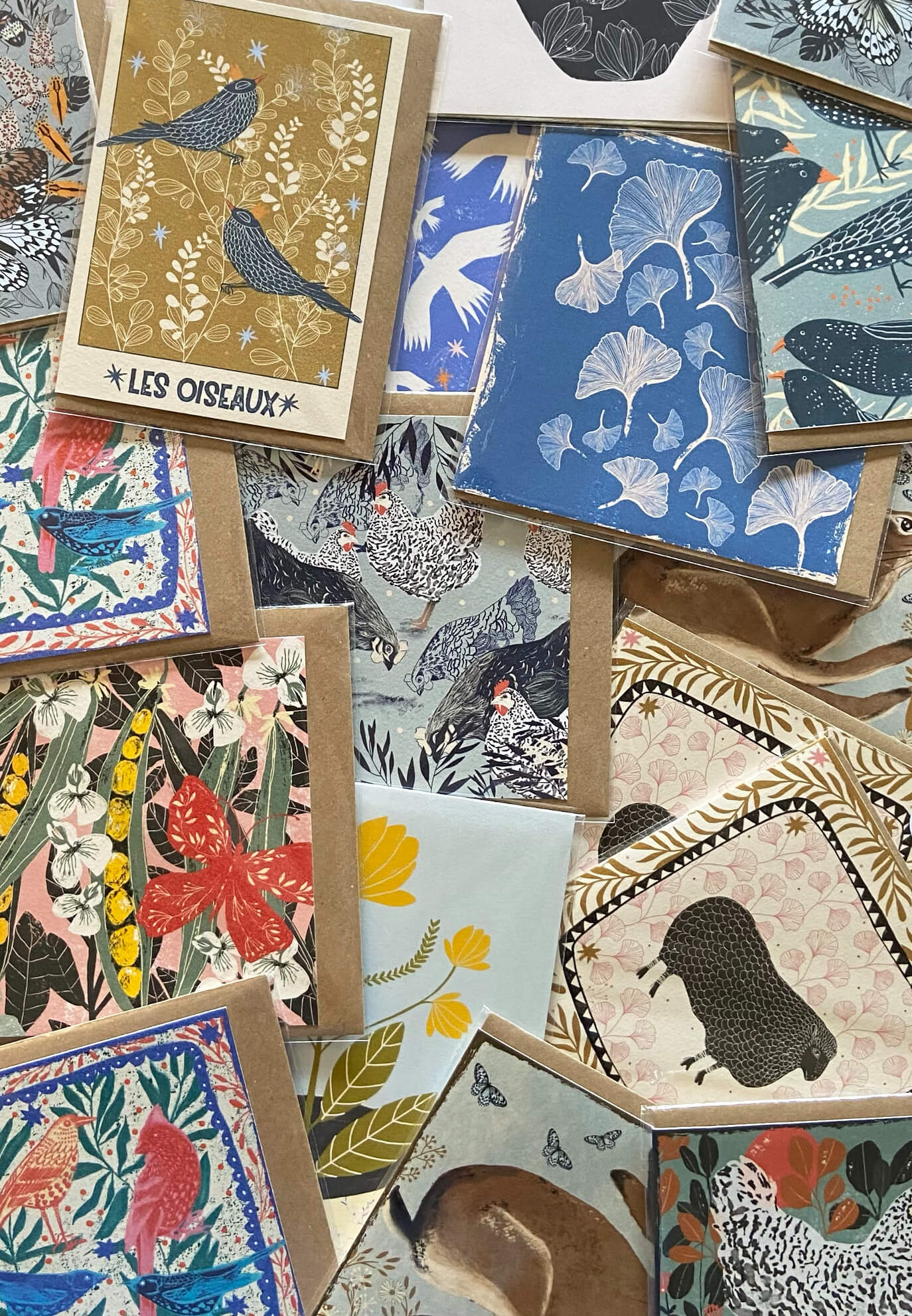 Folk inspired cards inside the Southampton studio of illustrator and pattern designer Carole Hillman