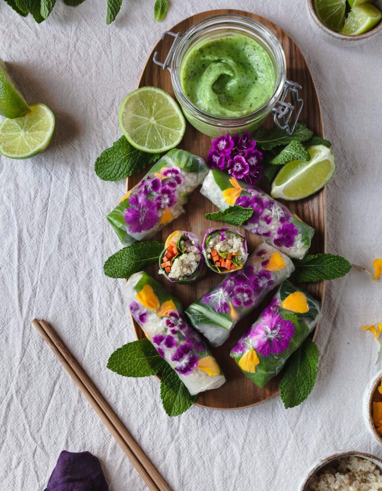 recipe for spring rolls with edible flowers