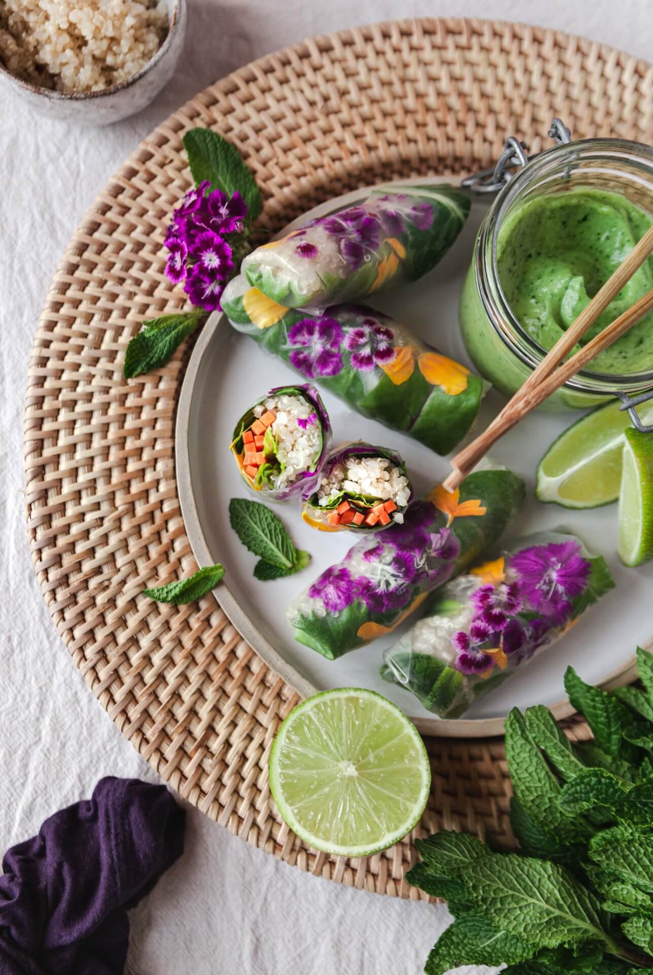 recipe for spring rolls with edible flowers