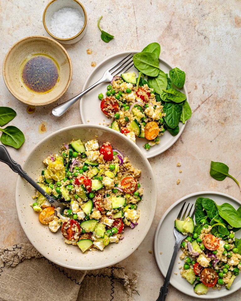 Recipe for QUINOA SALAD WITH CHERRY TOMATOES AND CUCUMBERS
