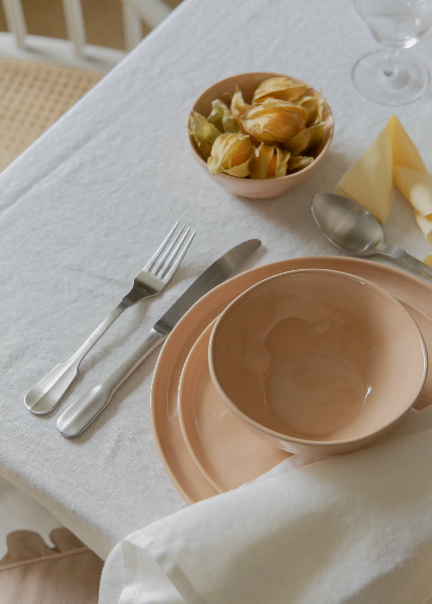 Pastel homeware and linen table cloth by Sorbet Living