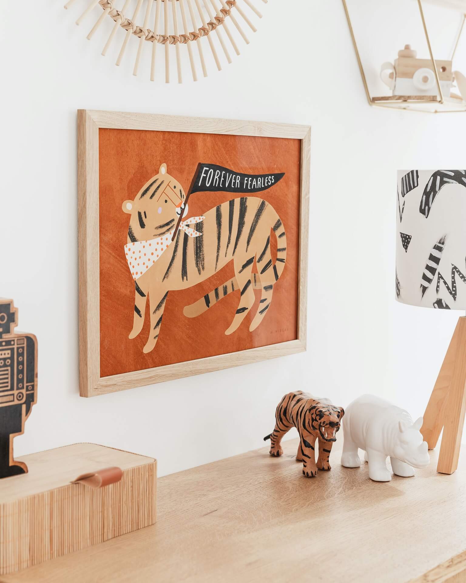 illustrated art print of a tiger by Minibeau.