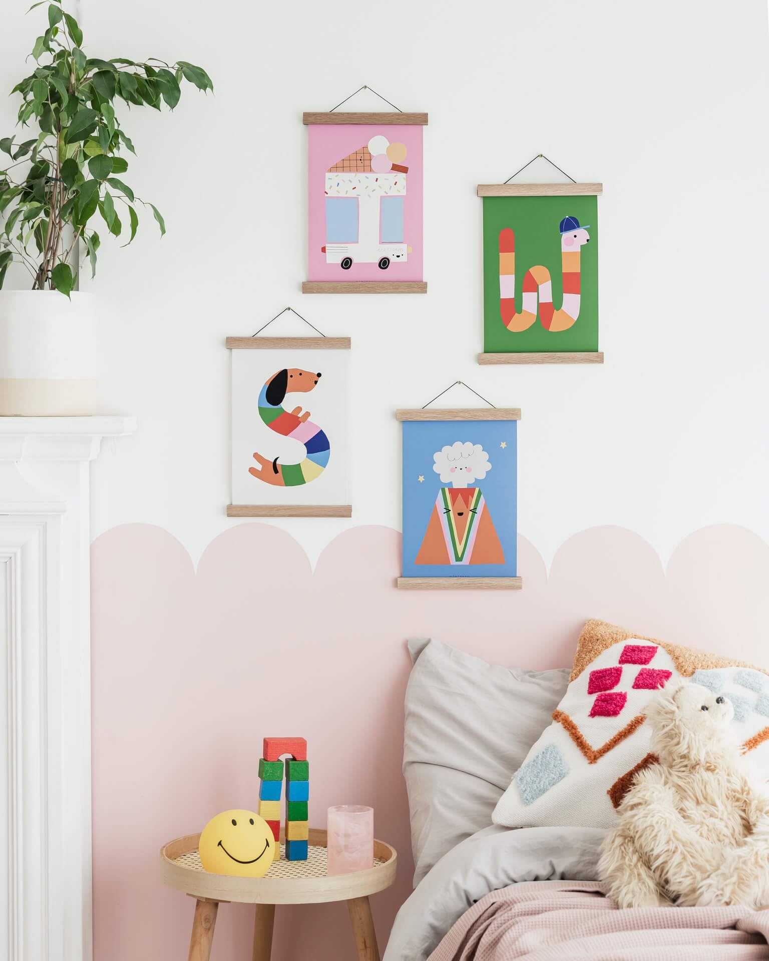 colourful illustrated alphabet art prints by Minibeau.