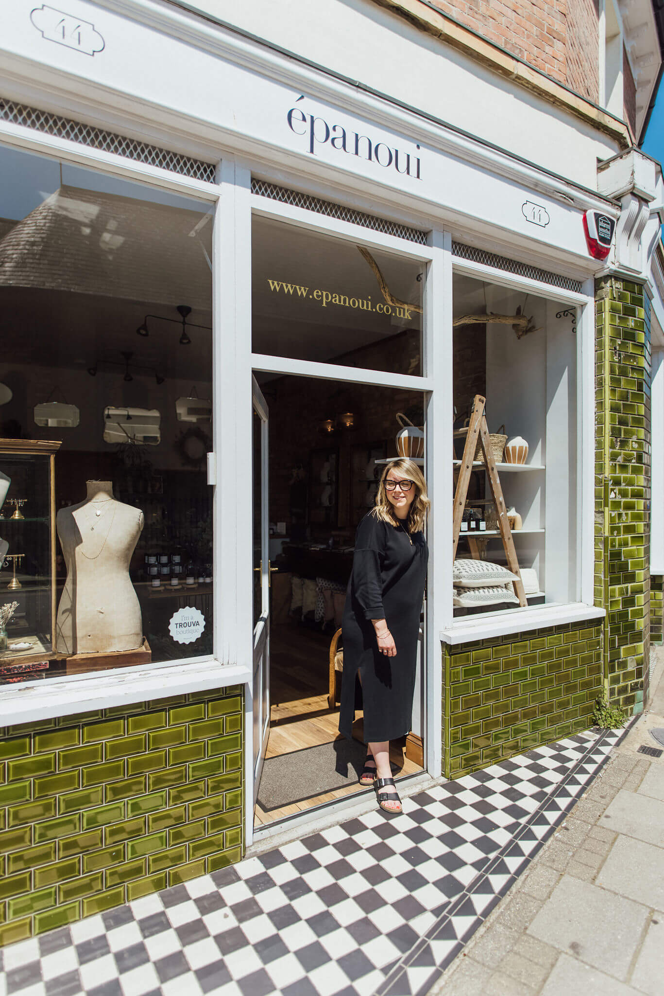Hannah Paine of independent jewellery company épanoui outside Bedford store and studio
