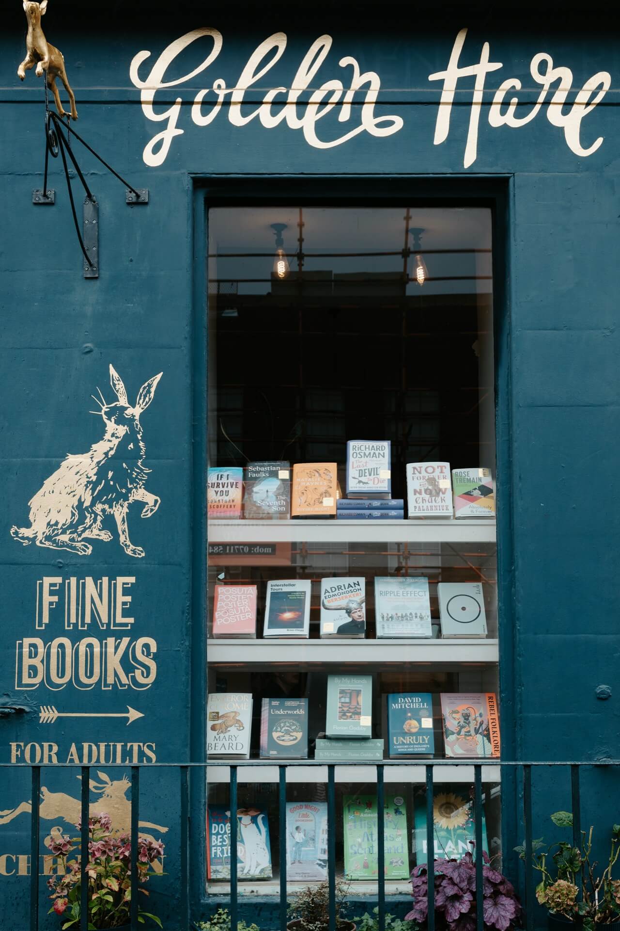 exterior of indie bookshop Golden Hare Books in Edinburgh, Scotland
