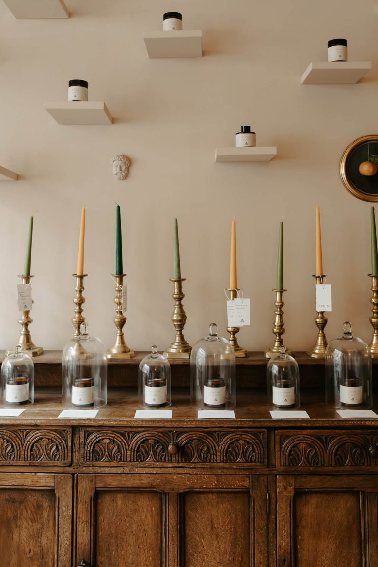 Artisan candles inside independent candle shop, Druid Edinburgh