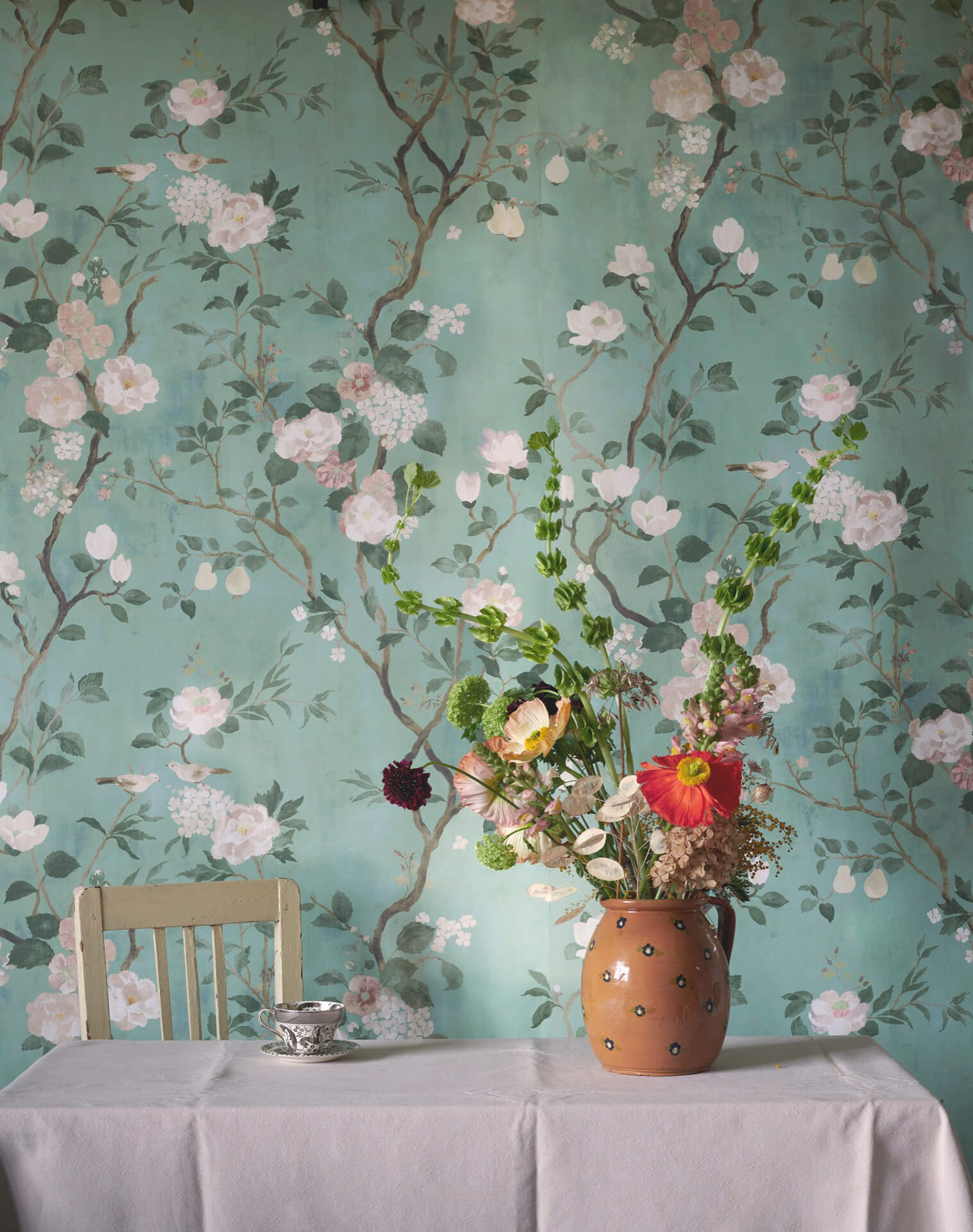 Floral wallpaper by Scottish wallpaper designer Flora Roberts