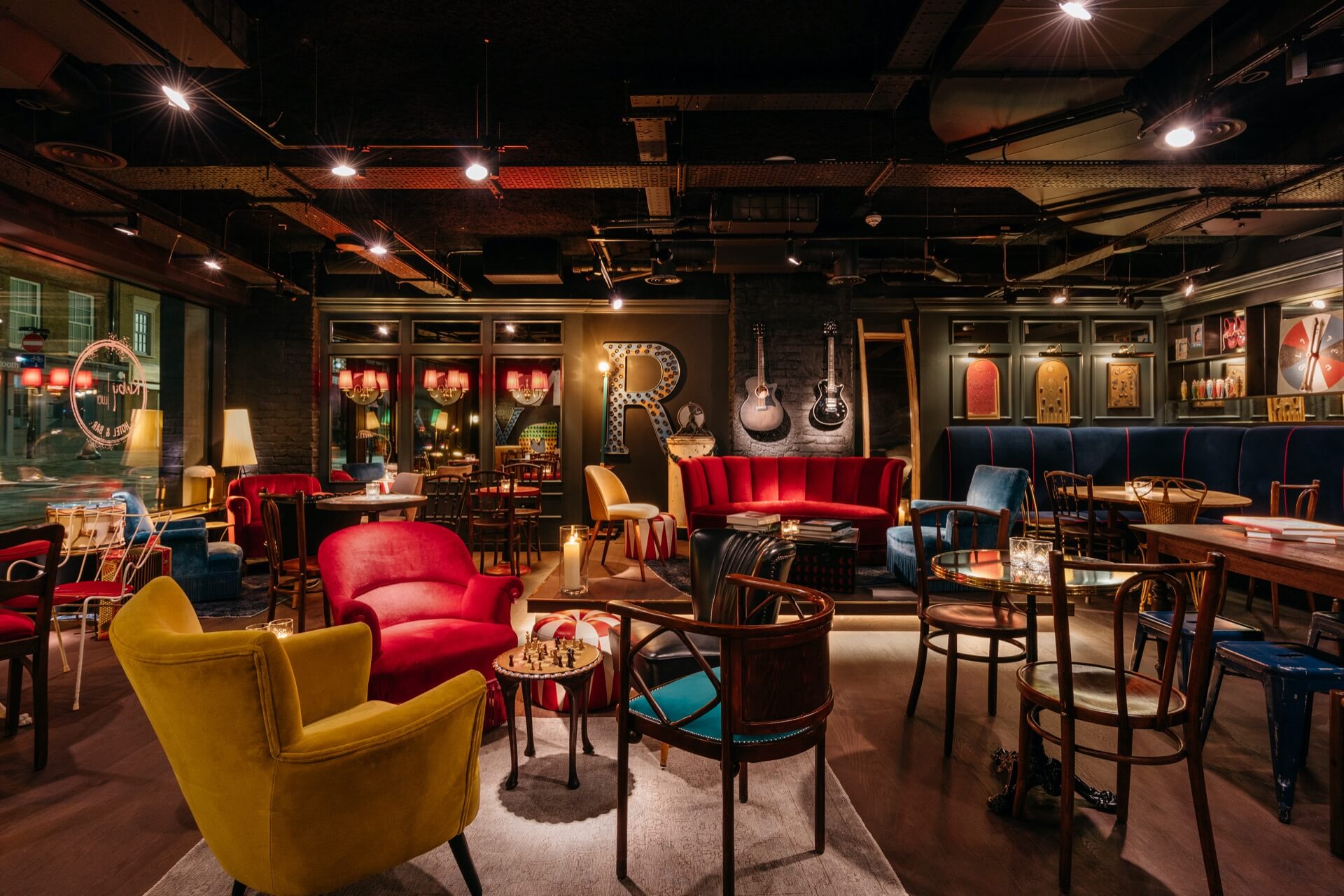 The interior of the Ruby Lucy hotel in London, where freelancers can work for free in the lobby 