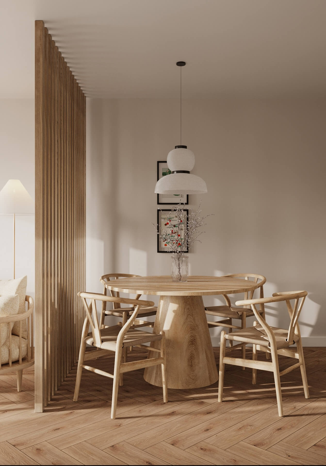 Japanese inspired dining room by Interior designer Raluca Vaduva of Detail Movement